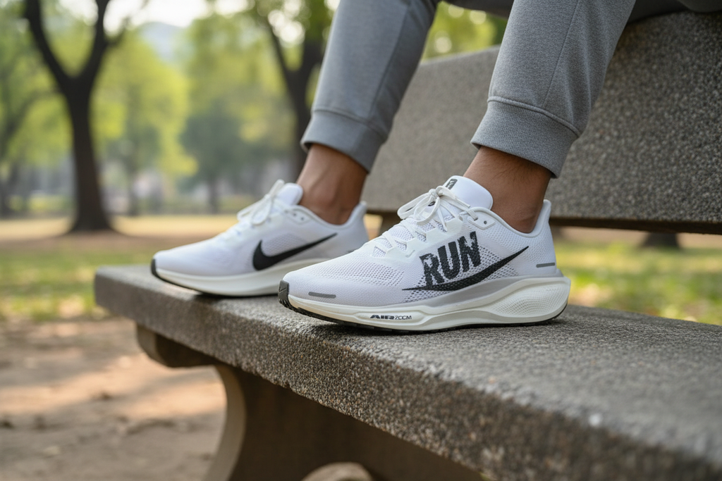 Nike Pegasus 41 Lifestyle Shot - Urban Park Bench