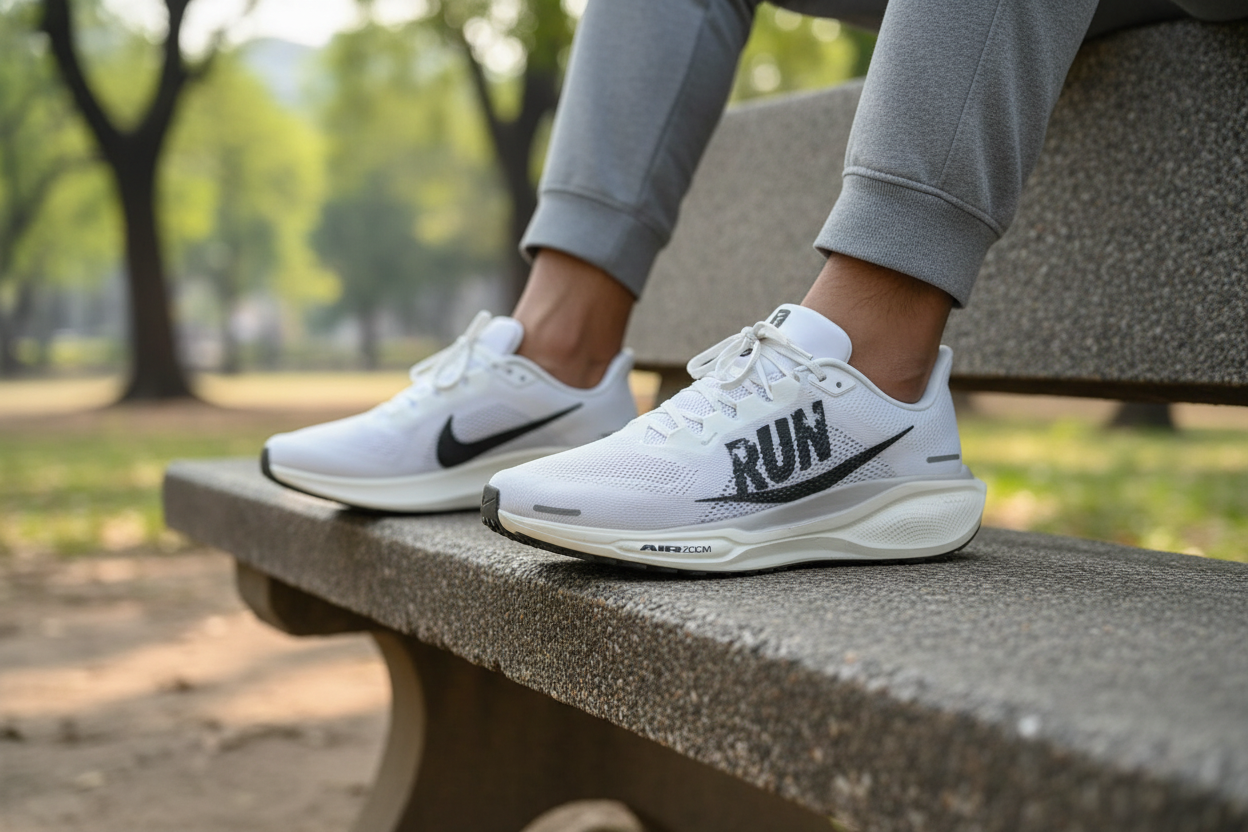 Nike Pegasus 41 Lifestyle Shot - Urban Park Bench