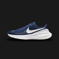 Nike Revolution 8 running shoes in Midnight Navy, White, Black, and Pure Platinum (HJ9198-403). Features a highly breathable Midnight Navy mesh upper for lightweight comfort, contrasted by a crisp White Swoosh and Pure Platinum details. Includes a thick, responsive White foam midsole and a durable Black rubber outsole for everyday traction. Luxuntique offers 100% authentic Nike in Sri Lanka.
