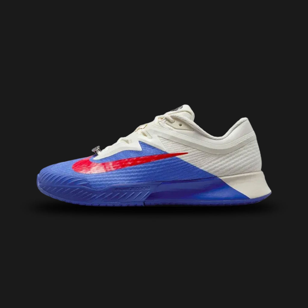 Nike Vapor Pro 3 Premium tennis shoe in Deep Night, Pale Ivory, and Metallic Silver (Design Code: NKHJ6774-500). Features a low-to-the-court design, Zoom Air unit for responsiveness, and a durable reinforced mesh upper. Luxuntique offers 100% authentic Nike Court sneakers at the lowest price in Sri Lanka.