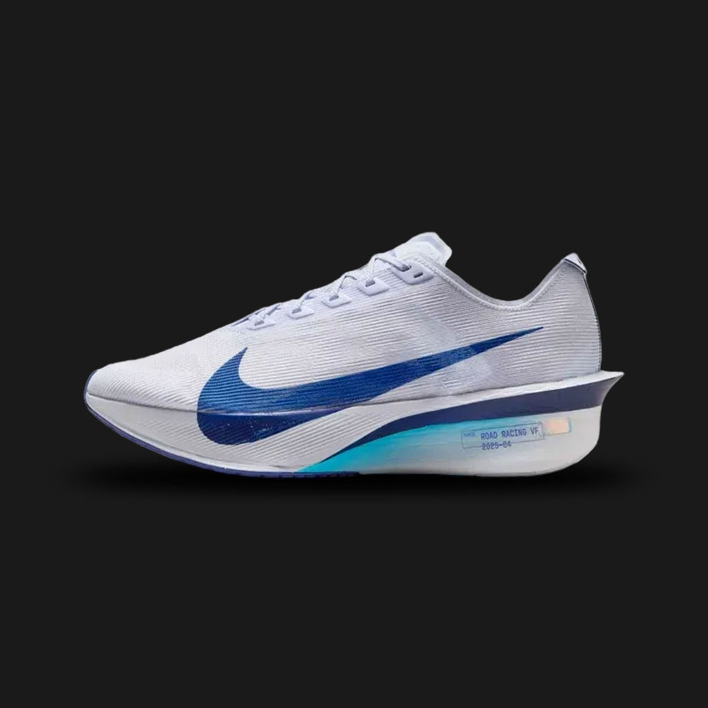 Nike Vaporfly 4 marathon racing shoe in Ghost and Persian Violet (Design Code: NKHF6414-001). Featuring the iconic full-length carbon fiber Flyplate and ultra-lightweight ZoomX foam for world-class energy return. Luxuntique offers 100% authentic Nike Vaporfly racing shoes at the lowest price in Sri Lanka.