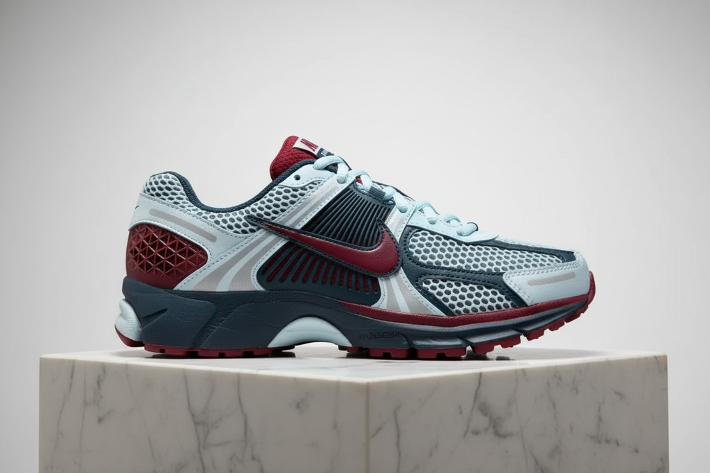 Nike Vomero 5 Blue Burgundy Studio Shot