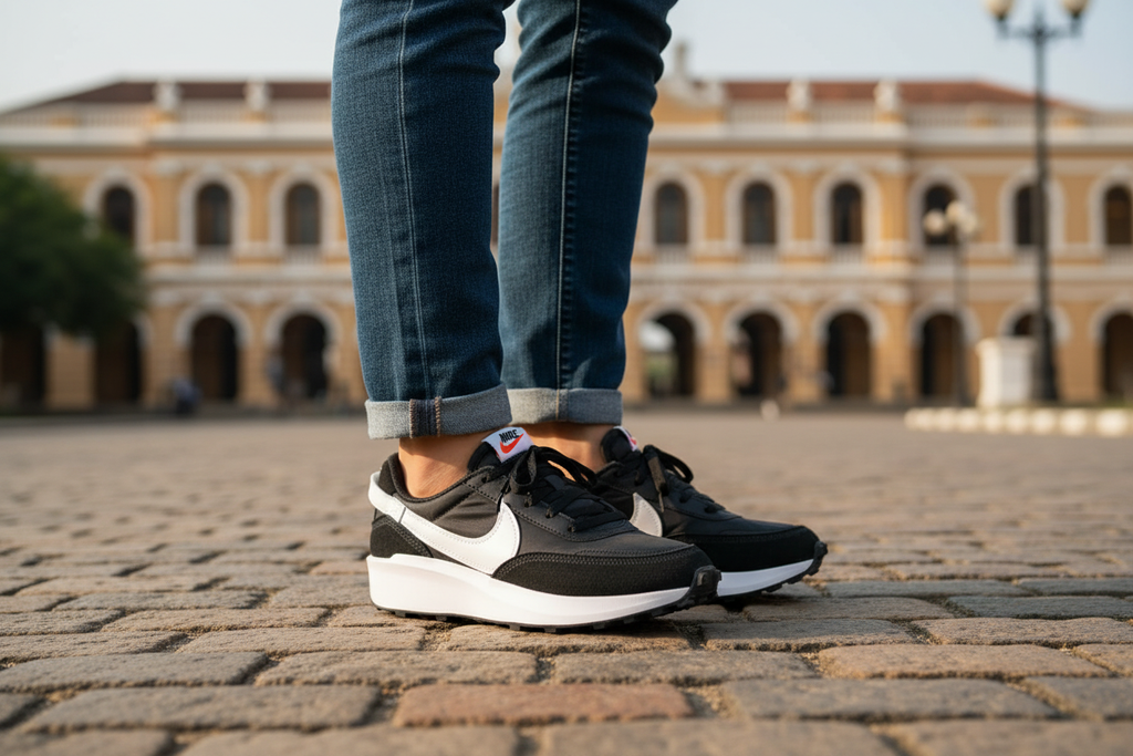 Nike Waffle Debut Black White - Independence Arcade Street Style