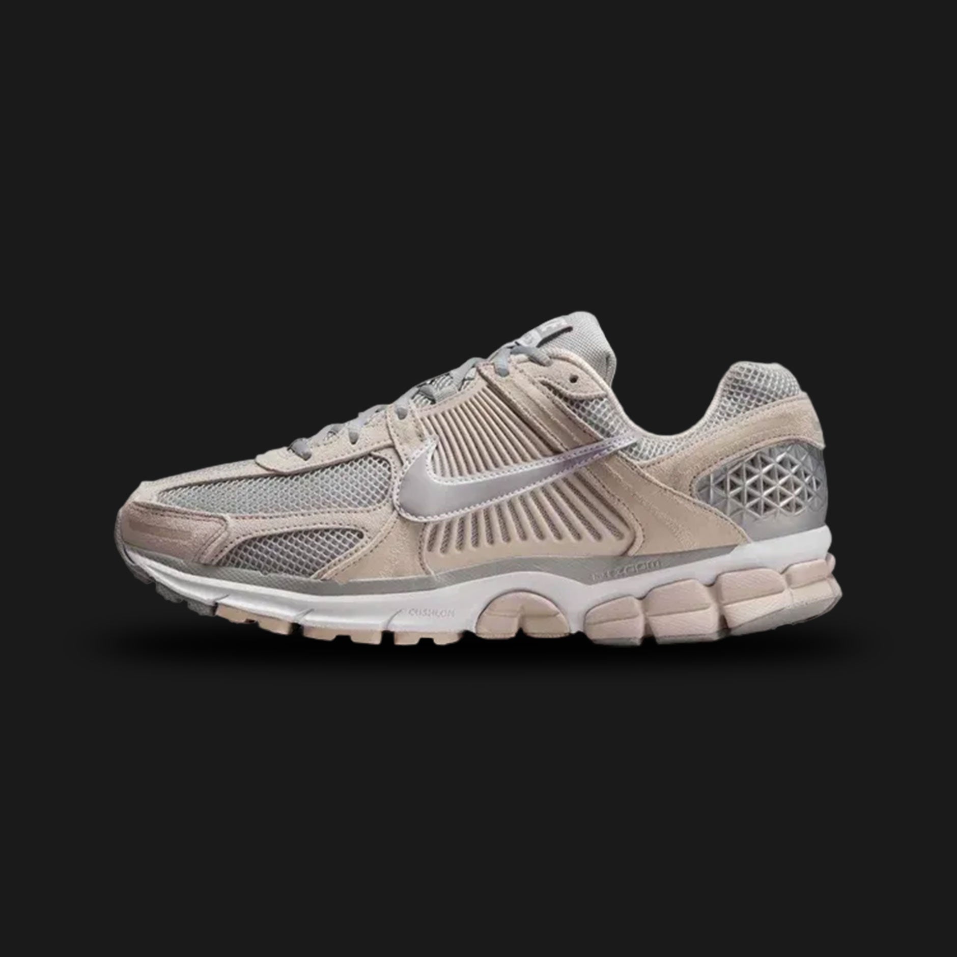 Beige and gray Nike Zoom Vomero 5 athletic shoe (Design code: NKIB7253-500). Luxuntique offers 100% authentic Nike lifestyle running shoes at the lowest prices in Sri Lanka.