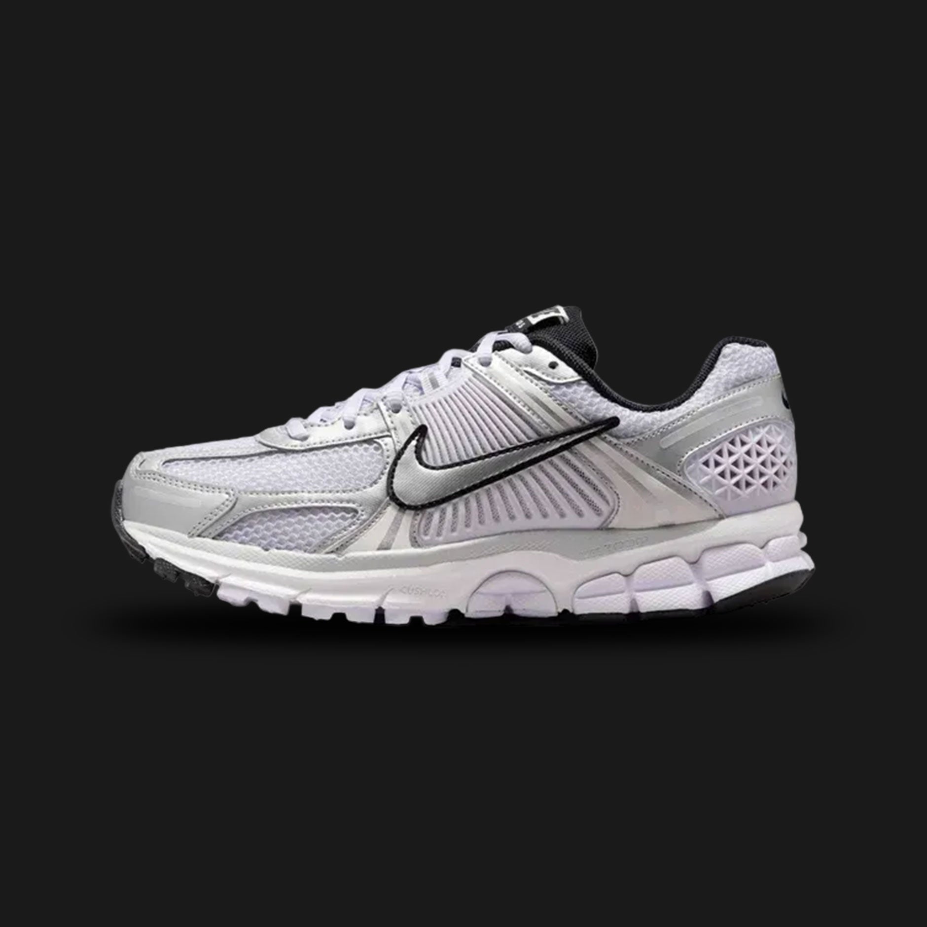 White Nike Zoom Vomero 5 running shoe with black accents (Design code: NKIB7253-500). Luxuntique offers 100% authentic Nike Zoom footwear at the lowest prices in Sri Lanka.