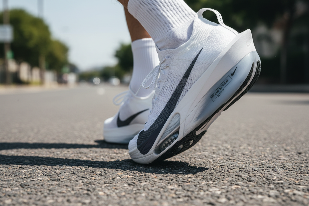 Nike ZoomX shoes running on road