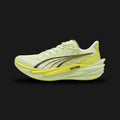Puma Deviate NITRO 4 women's running shoes in vibrant Apple Spritz and Lux Lime (312124_04). Features a breathable engineered mesh upper, a dual-layer NITRO foam midsole for elite cushioning, a carbon-composite PWRPLATE for maximum energy return, and a durable PUMAGRIP rubber outsole. Luxuntique guarantees 100% authentic Puma footwear in Sri Lanka.