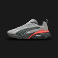 Puma Fade unisex sneakers in Gray Echo, Shadow Gray, and Red Glamour (403299_11). Features a retro-inspired lifestyle silhouette with a breathable Gray Echo mesh upper and premium Shadow Gray overlays. Includes a striking Red Glamour Puma formstrip, a comfortable cushioned midsole for everyday wear, and a durable rubber outsole. Luxuntique guarantees 100% authentic Puma footwear in Sri Lanka.