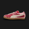 Puma x KidSuper Brasil Panels unisex sneakers in Dark Crimson and Alpine Snow (403847_01). Features a classic retro football-inspired silhouette reimagined with KidSuper's signature artistic paneling, combining premium Dark Crimson suede and Alpine Snow leather. Includes co-branded details, distinctive stitched aesthetics, and a durable retro rubber outsole. Luxuntique guarantees 100% authentic Puma footwear in Sri Lanka.