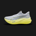 Puma MagMax NITRO 2 men's running shoes in Vibrant Silver and Lux Lime (312125_04). Features a breathable engineered mesh upper, an ultra-thick, max-cushioned NITRO foam midsole for supreme comfort and bounce, and a durable PUMAGRIP rubber outsole. Luxuntique guarantees 100% authentic Puma footwear in Sri Lanka.