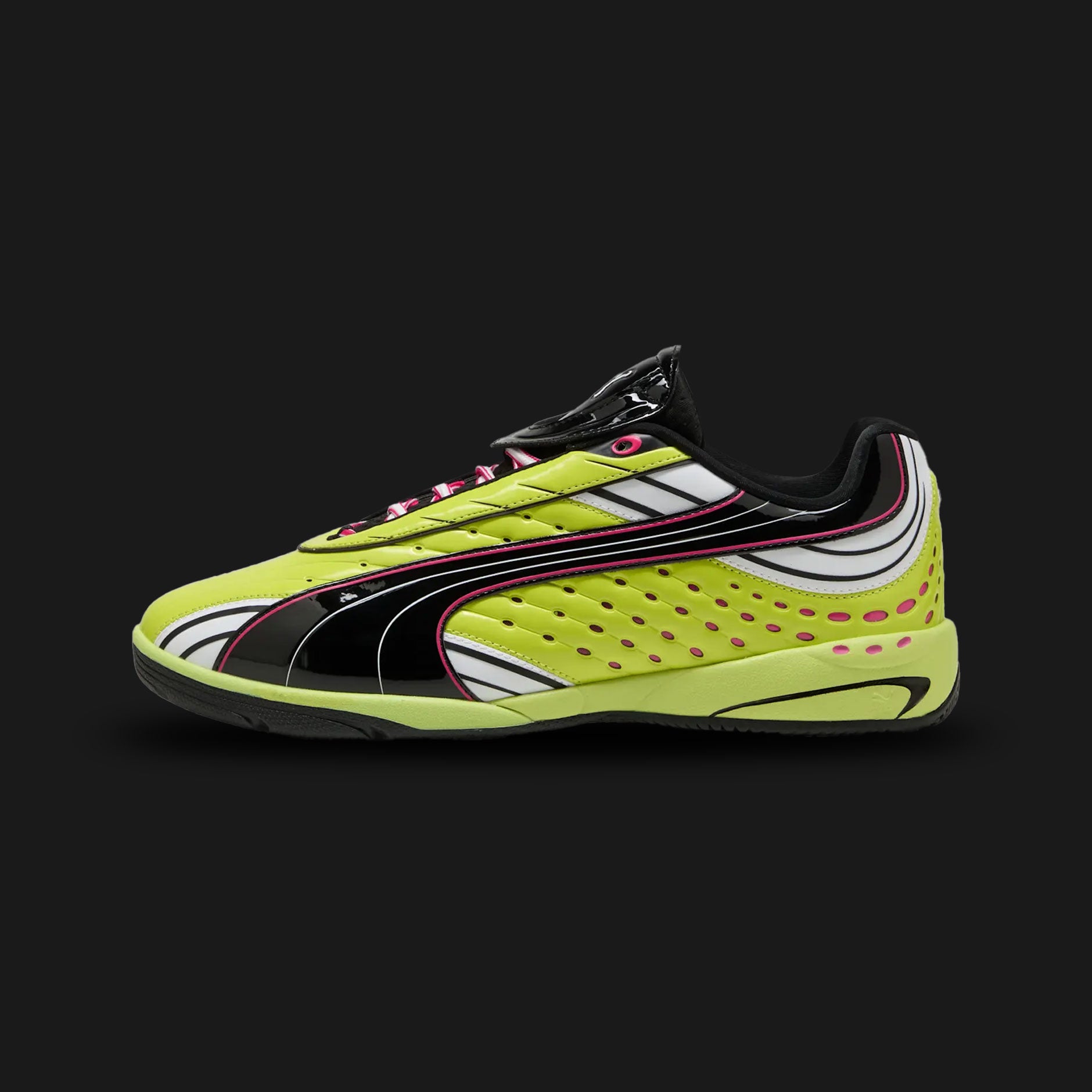 Puma V-S2 Endgame unisex sneakers in Lime Smash and Puma Black (402914_01). Features a striking, high-visibility Lime Smash upper with bold Puma Black detailing. Designed with a classic football-inspired silhouette, durable synthetic construction, and a flat rubber outsole for optimal everyday street grip. Luxuntique guarantees 100% authentic Puma footwear in Sri Lanka.