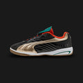 Puma V-S2 Goalgetter unisex sneakers in Puma Black and Puma Gold (403282_19). Features a classic football-inspired low-profile silhouette with a durable Puma Black synthetic and leather upper. Includes striking Puma Gold foil branding, a stitched T-toe design, and a flat retro rubber outsole for everyday street traction. Luxuntique guarantees 100% authentic Puma footwear in Sri Lanka.