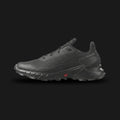 Salomon Alphacross 5 men's trail running shoes in Triple Black (Design Code: L47313100). Featuring a high-grip Mud Contagrip outsole with aggressive lug geometry, a soft Fuze Foam midsole for eco-friendly cushioning, and a breathable, durable ripstop upper. Luxuntique offers 100% authentic Salomon outdoor sneakers at the lowest price in Sri Lanka.